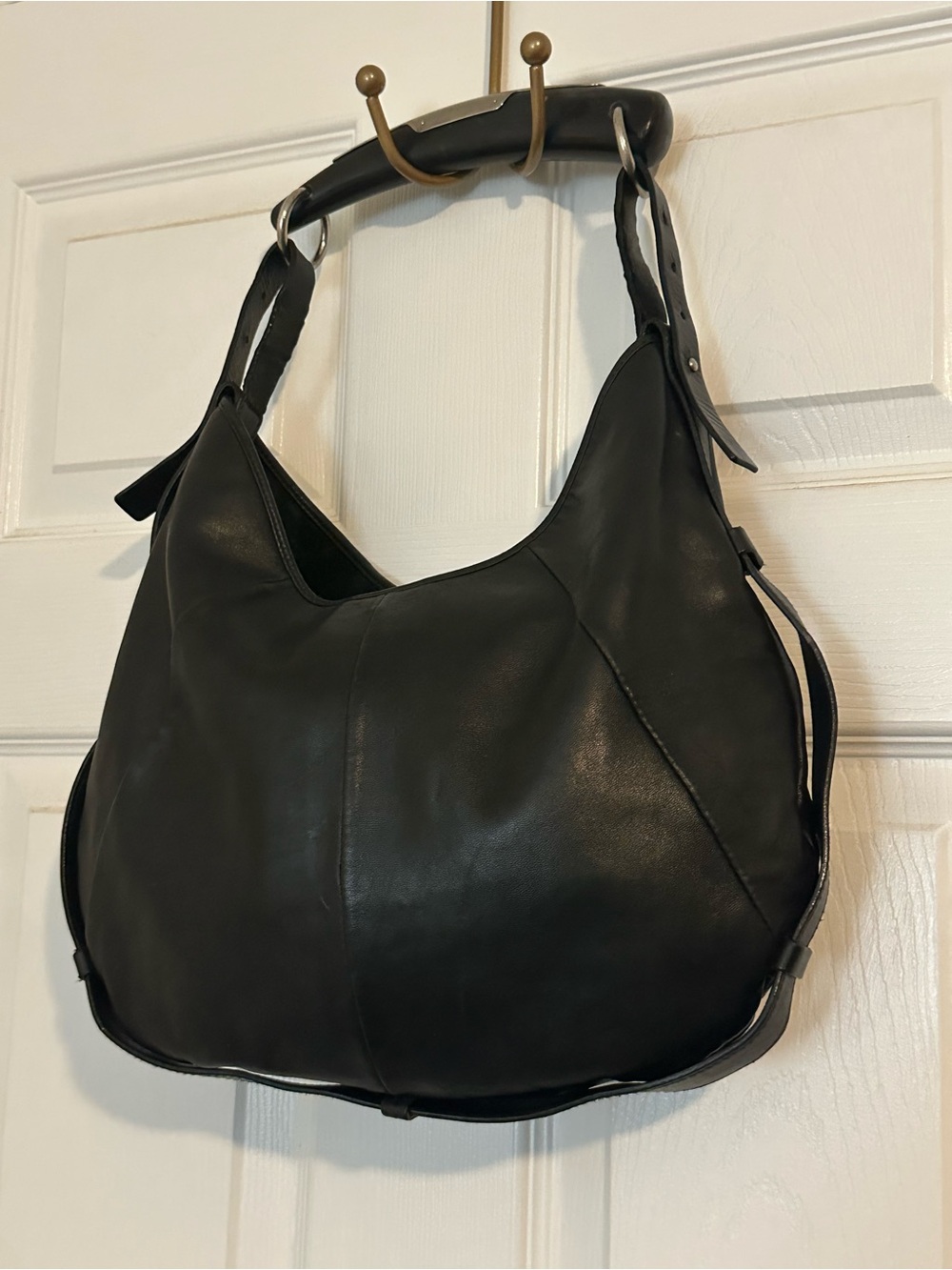 Yves Saint Laurent Black Hobo Leather Shoulder Bag